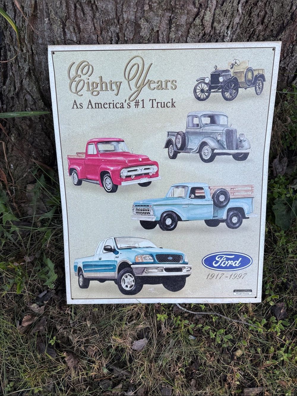 Ford Vintage Truck Wall Art – Blue, Pink, Cream & Black